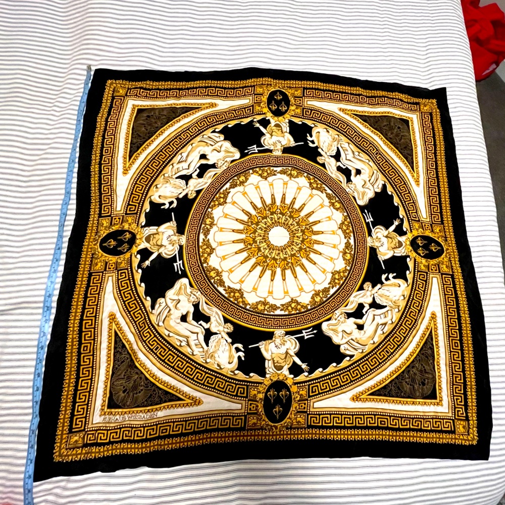 Vintage large 100% silk scarf